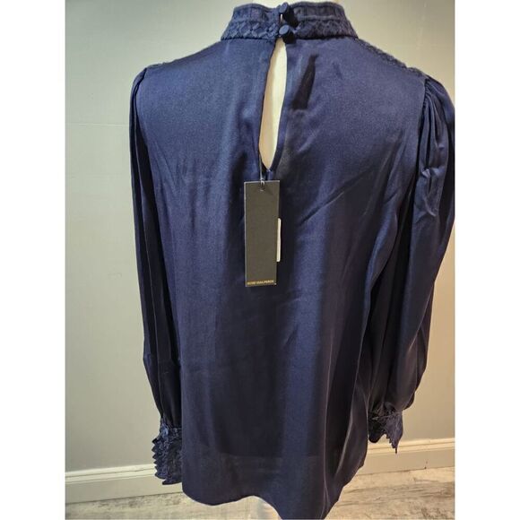 Kobi Halperin Blue Silk Corey Embroidered Blouse Size Medium - Picture 6 of 7